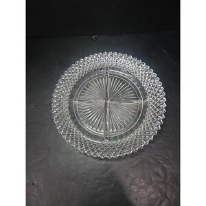 Anchor Hocking Miss America Divided Relish Dish, 8" Clear‎ Glass, 4-Part Round
